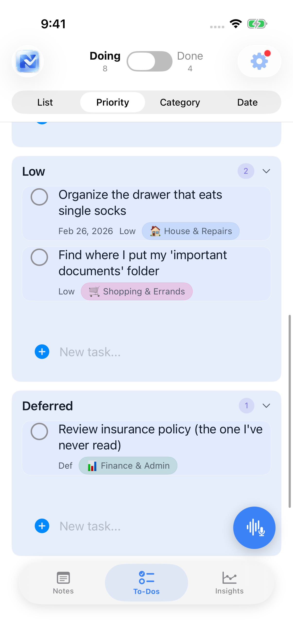 Priority view screen